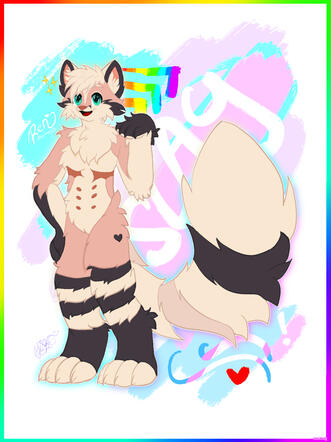 Ren (Fullbody, Shaded, Abstract Background, Single Character, Color Lined)